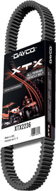 Dayco Xtx ATV belt 220-32285 showing the black rubber belt with textured surface and metal reinforcement for off-road vehicles