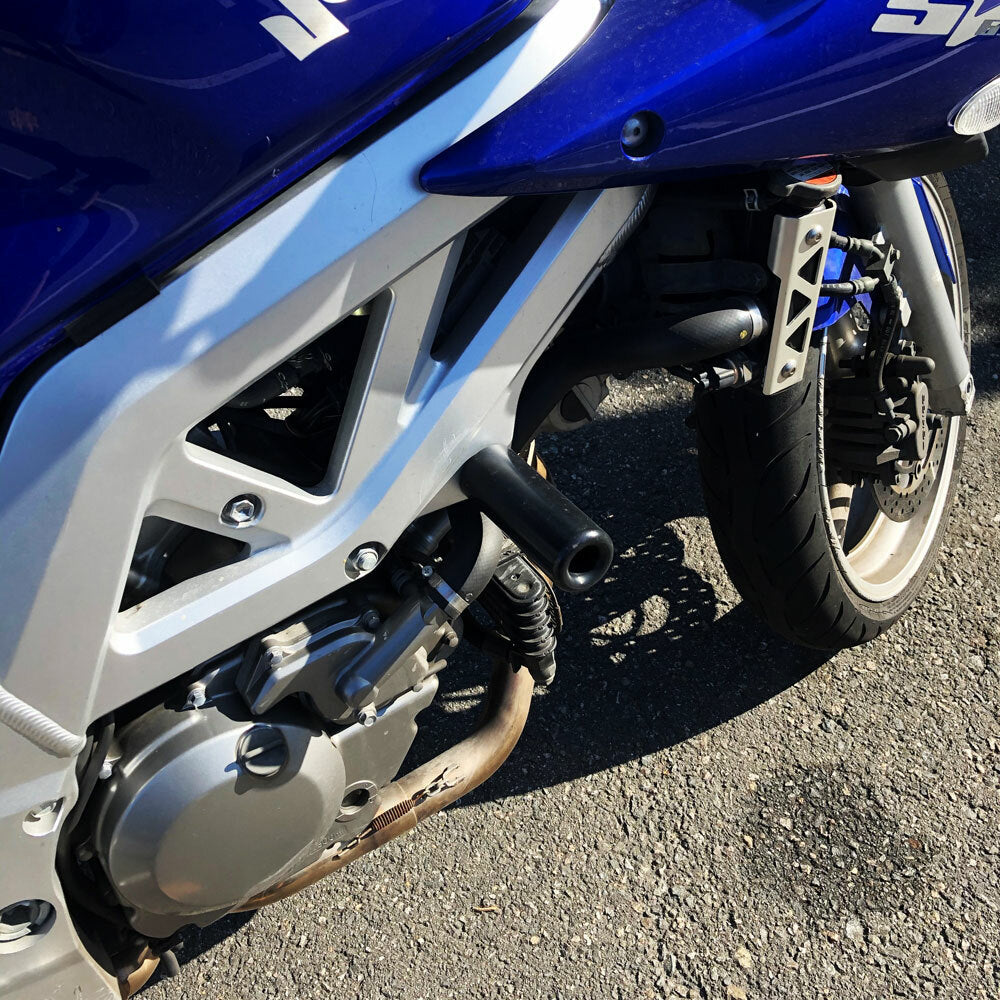 Black Shogun Industries Frame Sliders for motorcycle body protection, designed for durability and impact absorption.