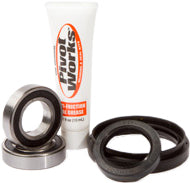 Load image into Gallery viewer, Pivot Works front wheel bearing kit 52-0405 drive component with bearings and hardware for motorcycle wheel maintenance.