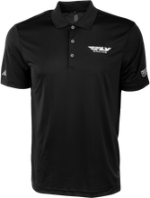 Load image into Gallery viewer, Fly Racing polo shirt in black and white with a classic design, featuring the Fly Racing logo on the chest.