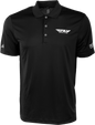 Fly Racing polo shirt in black and white with a classic design, featuring the Fly Racing logo on the chest.