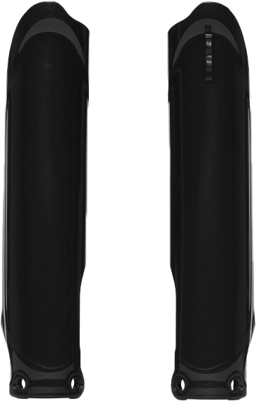 Black Polisport Plastics fork guards for Yamaha bikes, shown in the image with mounting details and brand logo.