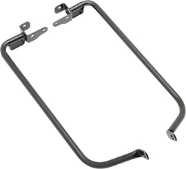 HardDrive black saddlebag support bracket kit, sturdy metal mounting hardware for motorcycle luggage storage.
