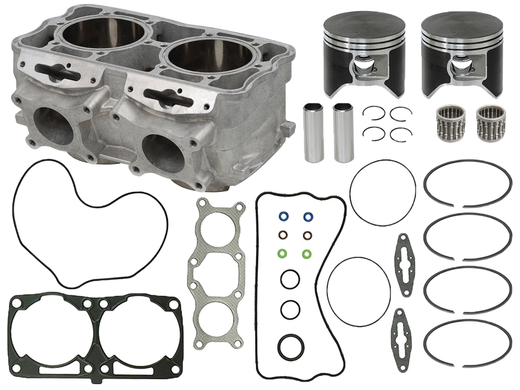 SP1 engine cylinder kit with polished metal finish, featuring the SP1 logo and detailed components for engine repair.