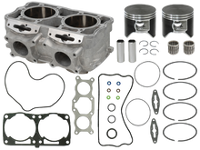 Load image into Gallery viewer, SP1 engine cylinder kit with polished metal finish, featuring the SP1 logo and detailed components for engine repair.