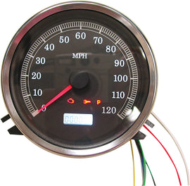 HardDrive electronic speedometer with black face and 6-speed display, suitable for automotive electrical applications.