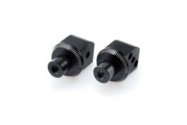 PUIG footpeg adapter for motorcycle foot controls, black metal with mounting hardware, compatible with PUIG footpegs.