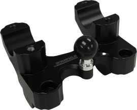 HeliBars offset riser in black with RAM mount for 2020-2025 Harley Pan America motorcycle, shown installed on handlebar system.