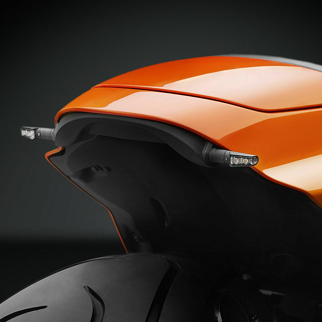Pair of RIZOMA Ts Tail and Brake Lights in black, lightweight Leggera S style with sleek design for motorcycle rear lighting.