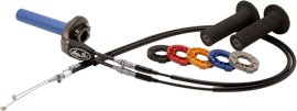 Motion Pro Rev3 throttle kit for motorcycles, featuring grips and throttle tube in black with detailed components.