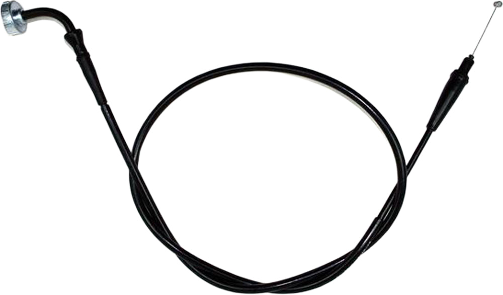 Motion Pro black vinyl throttle cable for motorcycle control lines, featuring durable construction and precise maneuverability.