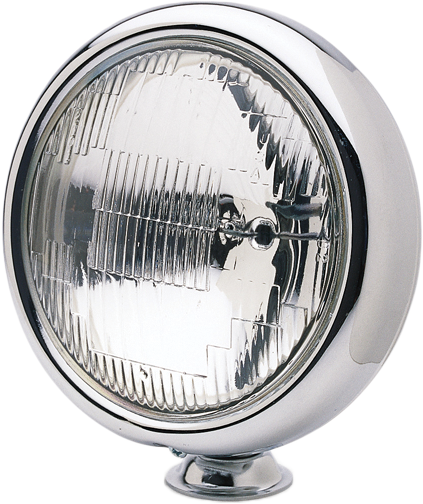 Chrome Cobra spotlight assembly with 4.5-inch H3 25-watt bulb for vehicle illumination, showing the chrome finish and mounting details.