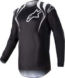 Alpine Star Fluid Narin black and white cycling jersey with sleek design and breathable fabric, featuring the Alpine Star logo.