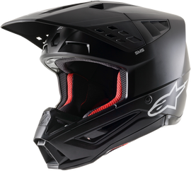 Black matte Alpine Star S-M5 solid helmet with sleek design, featuring ventilation vents and secure chin strap.
