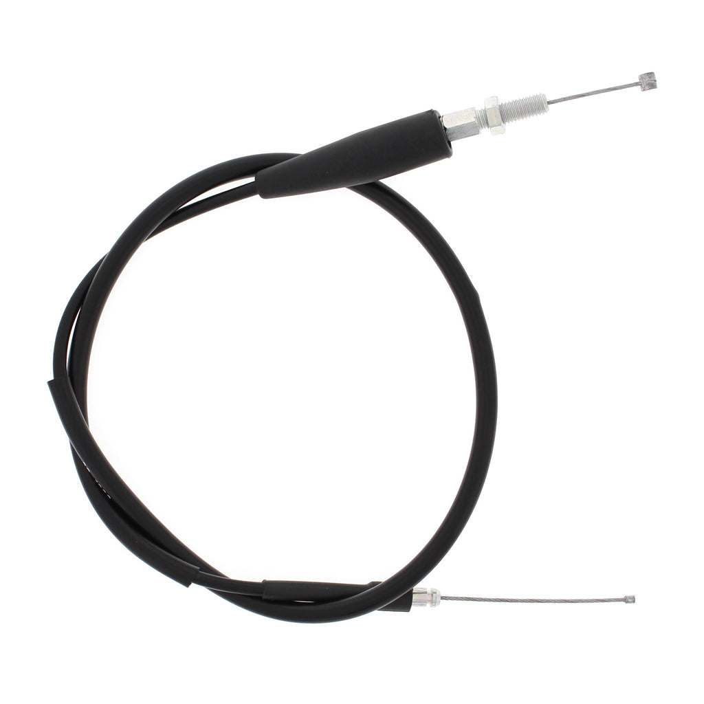 All Balls throttle cable 24-51203 for motorcycle, showing the black cable with metal fittings and protective sheath.