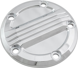 Chrome twin cam engine hard drive custom points cover for Harley Davidson models 1999-2017, with detailed finish and branding.