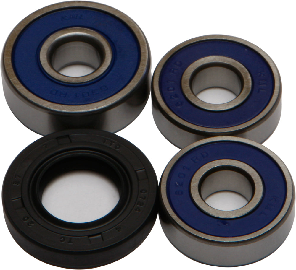 All Balls rear wheel bearing kit 22-51517 with multiple bearings and seals for motorcycle wheel replacement.