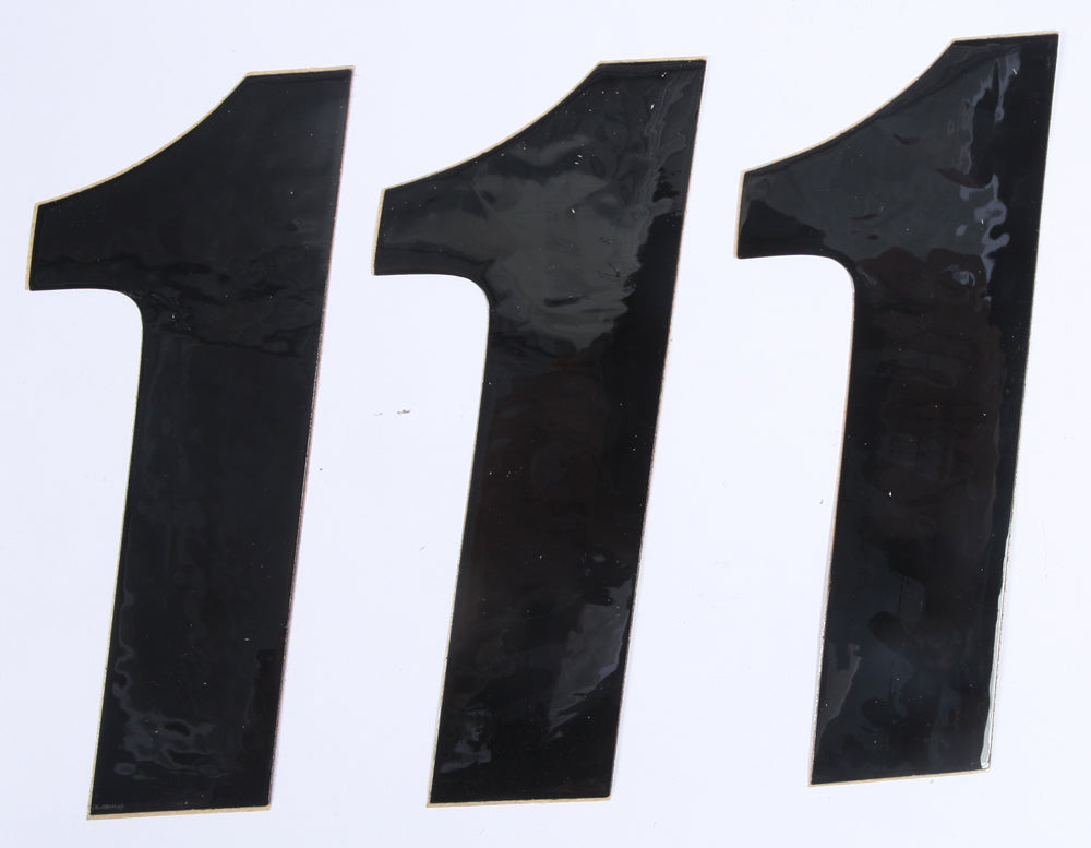 DCOR Number 1 black graphic decals, 6-inch size, shown in a set of three for vehicle or surface decoration.