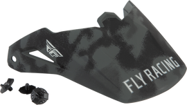 Fly Racing Kinetic S.E. Tactic visor in grey camo for motorcycle helmets, featuring a sleek, durable design.