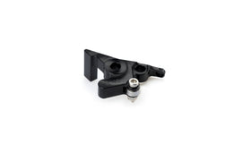 Black PUIG lever adapter for brake and clutch levers, shown mounted on motorcycle handlebar, with detailed metal finish and compact design.