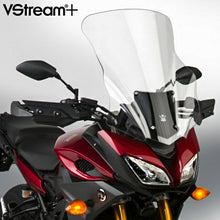 Load image into Gallery viewer, National Cycle Vstream tall windscreen fairing mount in clear, showing the durable, transparent windshield attachment for motorcycles.