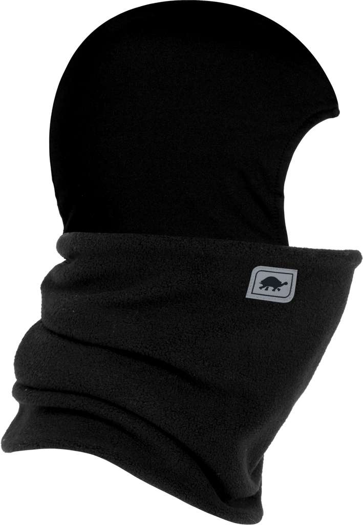 Black Turtle Fur Youth fleece Shellaclava, a snug and warm fleece head covering for kids, designed for cold weather protection.