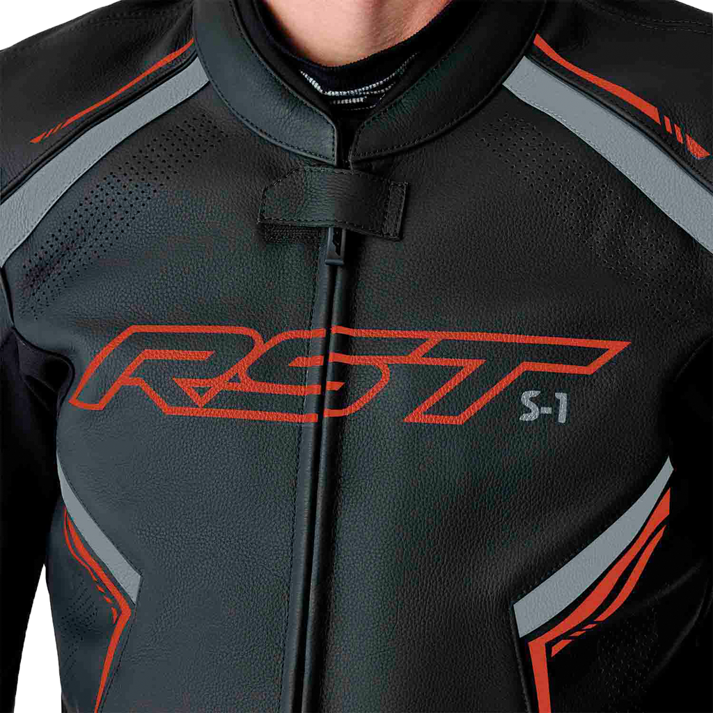 S1 D3o Leather Jacket Blk/Gry/Red 2x