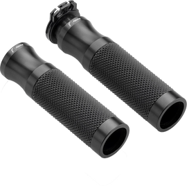 Black RIZOMA Sport motorcycle grips with 22mm diameter, featuring textured rubber for enhanced grip and comfort.