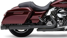 Black Cobra Powerport dual headpipes exhaust for Harley FLH/FLT 2009-2017, featuring sleek dual pipe design.