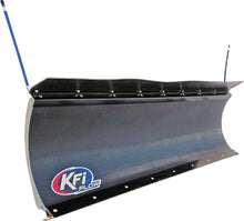 Load image into Gallery viewer, KFI Products Pro Poly Blade 72-inch plow attached to a vehicle, showcasing the durable, wide snow or dirt plow blade.