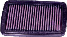 K&N Air Filter 766000 for improved engine airflow, showing the high-performance air filter with pleated cotton media.