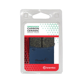 Brembo Prime Organic Brake Pads OEM type, showing the brake pad with Brembo branding and packaging for vehicle braking system.