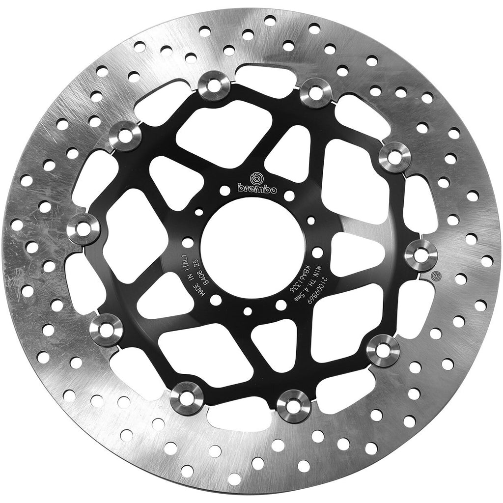 Brembo Serie Oro front floating brake rotor with ventilated disc and metallic finish for high-performance braking system