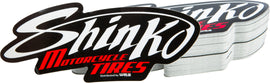 Shinko 8-inch decal graphics pack with Shinko branding, featuring bold black and white design elements for motorcycle customization.