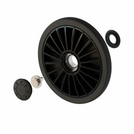 Camso Tire 202mm T4s track kit with replacement wheel, showing black rubber tire mounted on metal wheel for durable all-terrain use