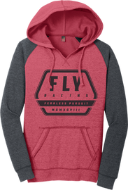 Fly Racing women's Fly Track Hoodie in red heather and charcoal, featuring a comfortable fit and casual style.