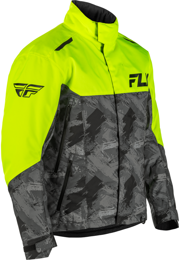 Fly Racing SNX Pro Hi-Vis and Black jacket in small size, featuring reflective accents and durable fabric for motocross safety and style.
