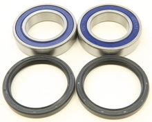Load image into Gallery viewer, All Balls rear wheel bearing kit 22-51698 with bearing components and seals for motorcycle or ATV wheel maintenance.