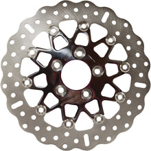 Load image into Gallery viewer, EBC Motorcycle Brakes V-Twin Street Rotor FSD025CBLK, floating 10-spoke front brake rotor for motorcycle braking performance.