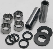 Load image into Gallery viewer, All Balls swingarm bearing kit 22-81134 for motorcycle suspension, showing bearings and components arranged for installation.