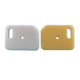 No Toil Yam PW50 air filter with foam and mesh layers, designed for dirt bike engine filtration, shown in close-up view.