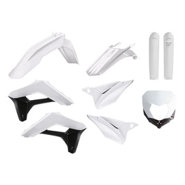 Polisport Plastics full enduro body kit in white for Sherco motorcycles, includes front and rear plastic panels.