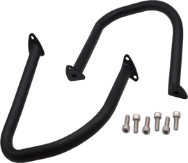 Black PUIG engine guards for all Scout models from 2015 to 2025, shown mounted on the motorcycle's engine area.