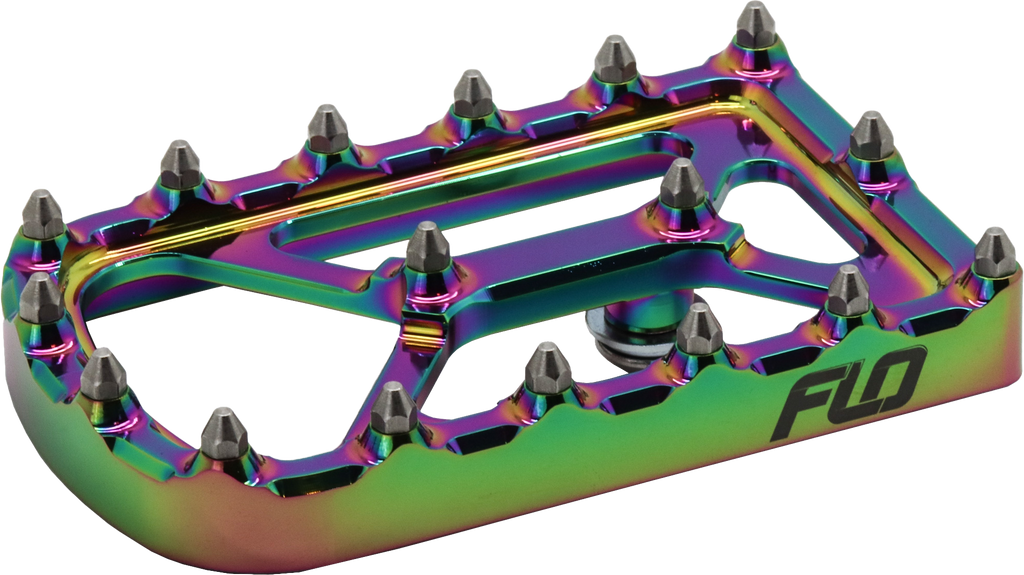 Flo Motorsports universal touring foot controls with Jet Fuel 122-8254, showing black metal foot pedals and mounting hardware.