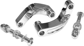Chrome HardDrive Mirror Extension Kit mount bracket, designed for vehicle side mirrors, with a sleek chrome finish.