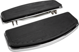 HardDrive Chrome Floor Board Kit for Harley Softail models, foot controls with sleek chrome finish and detailed mounting hardware.