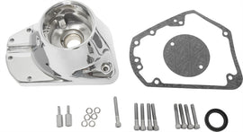 HardDrive chrome engine cam cover kit for BMW 93-99, part number 820-51582, with detailed chrome finish and engine components visible.