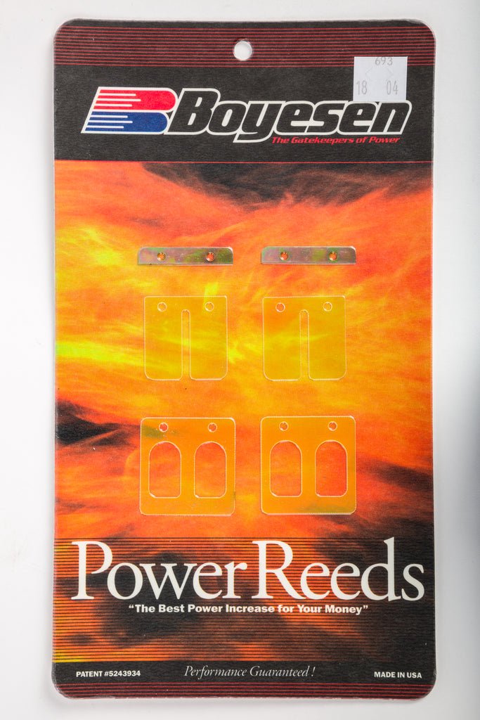 Boyesen motorcycle reeds for intake and carburetor, part number 59-7693, designed for fuel system performance.