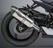 Load image into Gallery viewer, Yoshimura Signature Alpha Slip-On exhaust for motorcycle, featuring a sleek stainless steel and carbon fiber design.