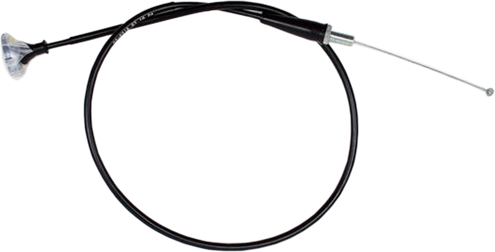 Motion Pro black vinyl throttle cable 70-2218, showing the durable control line with metal fittings and black protective vinyl coating.